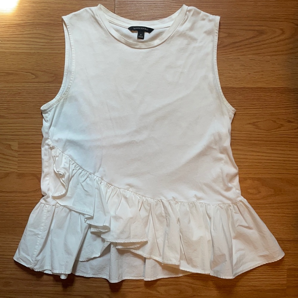 White Banana Republic Ruffle Shirt